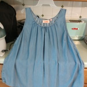 EVRI SLEEVELESS FLOWING BLUE JEAN TANK EC